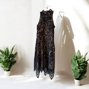 Xhilaration Black Sleeveless Asymmetrical Midi Dress